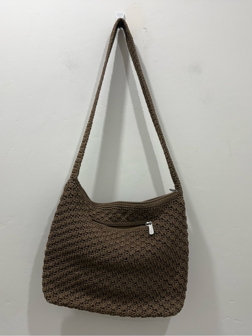 The SAK Tan Woven Crochet Shoulder Handbag